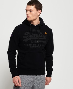 Superdry Premium Goods Tonal Férfi Kapucnis Pulóver Fekete | VEJRD0432